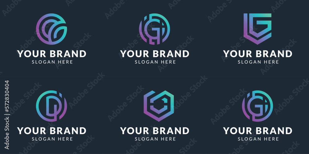 Set bundle monogram logo design collection initial letter G G with unique modern concept Set bundle monogram logo design collection initial letter G G with unique modern concept
