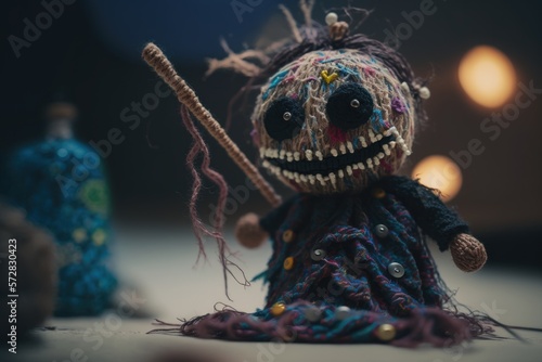 Voodoo doll with in burlap fabric, boneco de voodoo, GENERATIVE AI