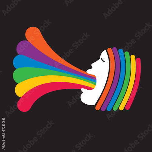 singing jazz , portrait of a singer with rainbow colored hair style 