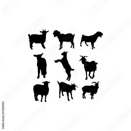 Goat animal set silhouette design