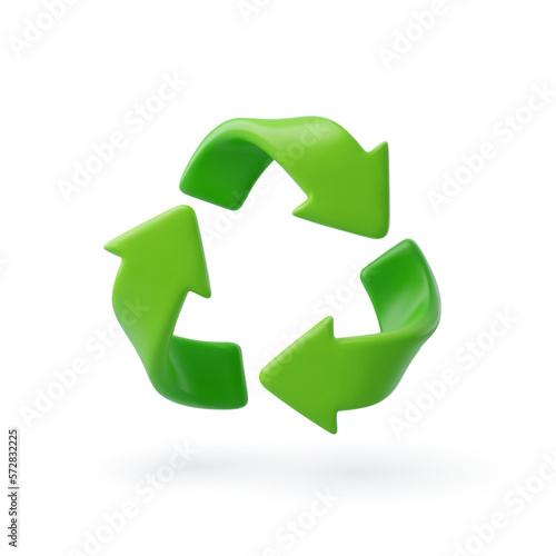 3d Vector Green Arrows Recycle, Earth Day, Environment day, Ecology concept.