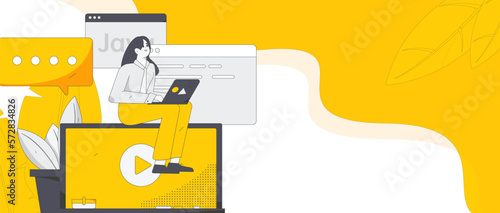 Education learning people flat vector concept hand drawn illustration
