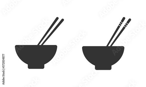 Bowl with chopstick vector icons set
