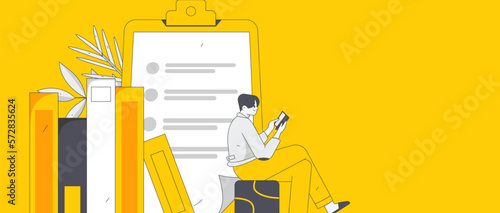Education learning people flat vector concept hand drawn illustration
