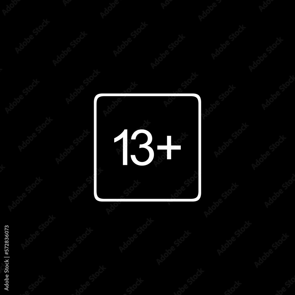 Sign of Adult Only Icon Symbol for Thirteen Plus or 13 Plus Age. Vector Illustration Sign of Adult Only Icon Symbol for Thirteen Plus or 13 Plus Age. Vector Illustration