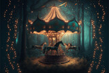 magical carousel in enchanted forest