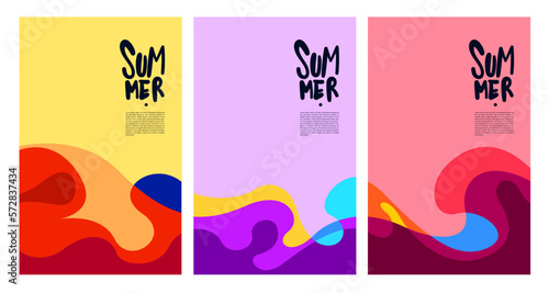 Vector Colorful Fluid and Liquid Summer Brochure Background Template