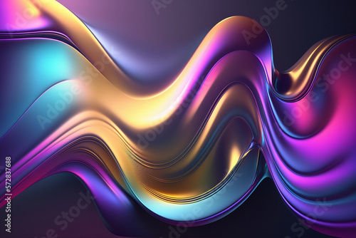 Abstract fluid iridescent holographic neon curved wave in motion colorful background, Generative AI 