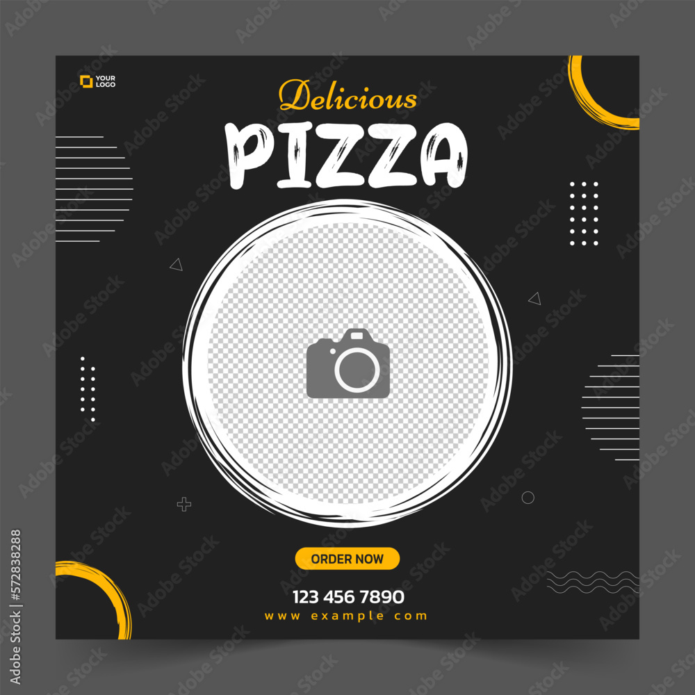 Fototapeta premium Super delicious fast food social media post template. Healthy and tasty food banner, flyer or poster design for online business marketing and promotion. Restaurant offer menu design.