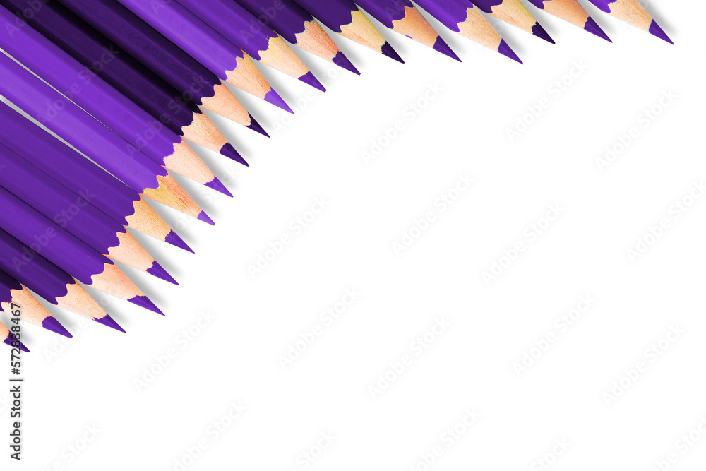 Purple color pencils isolated transparent background png Stock Photo