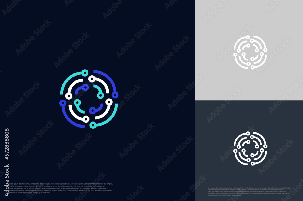 Fototapeta premium Abstract connecting global technology logo designs template, symbol template