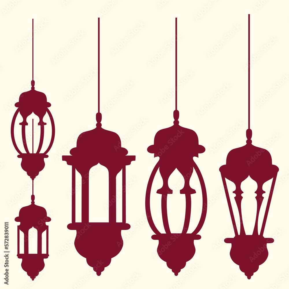 set of silhouettes islamic lamps set of silhouettes islamic lamps