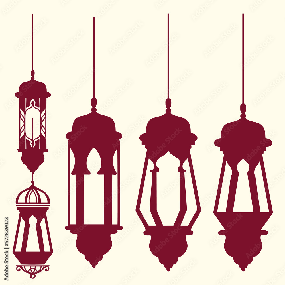 set of silhouettes islamic lamps set of silhouettes islamic lamps
