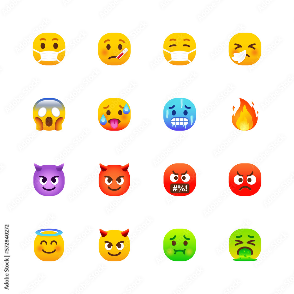 Naklejka premium Rounded Emoji Icons Set