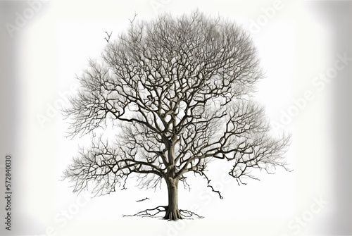 tree with roots whtie background Generative AI © optimalgraphic