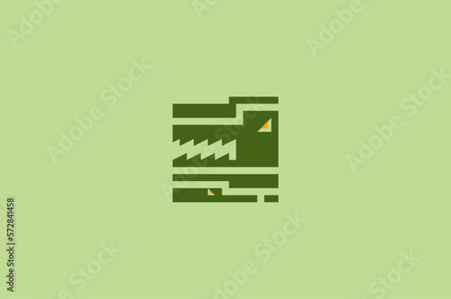 Illustration vector graphic of funny square crocodile head
