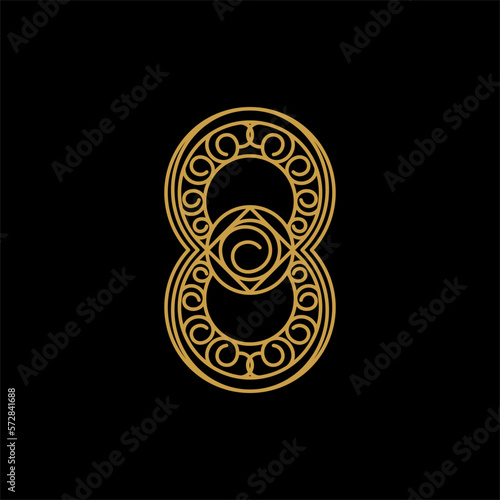 Number eight ornament luxury creative logo