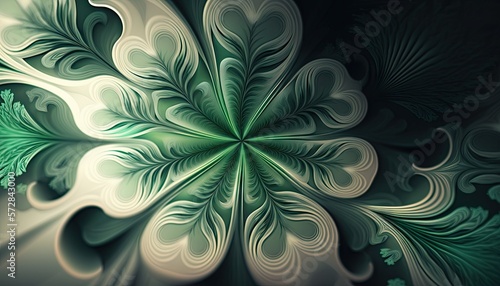 Saint Patrick's Day Geometric Shapes with Fractal patterns and Soft color palette : A Beautiful Unique Colorful and Bold 3D Rendering Wallpaper Template for Celebration (generative AI)