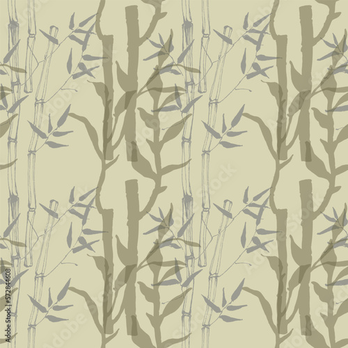 Seamless pattern of bamboo leaf background. Floral seamless texture with leaves. © samiradragonfly