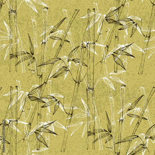 Seamless pattern of bamboo leaf background. Floral seamless texture with leaves.