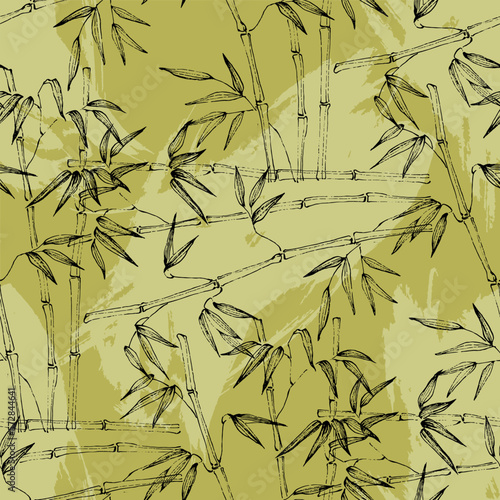 Fototapeta Naklejka Na Ścianę i Meble -  Seamless pattern of bamboo leaf background. Floral seamless texture with leaves.