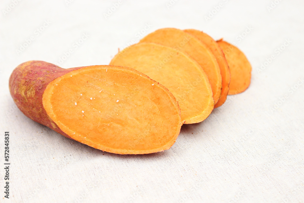 Picture of Sweet potatoes on a colored background Picture of Sweet potatoes on a colored background