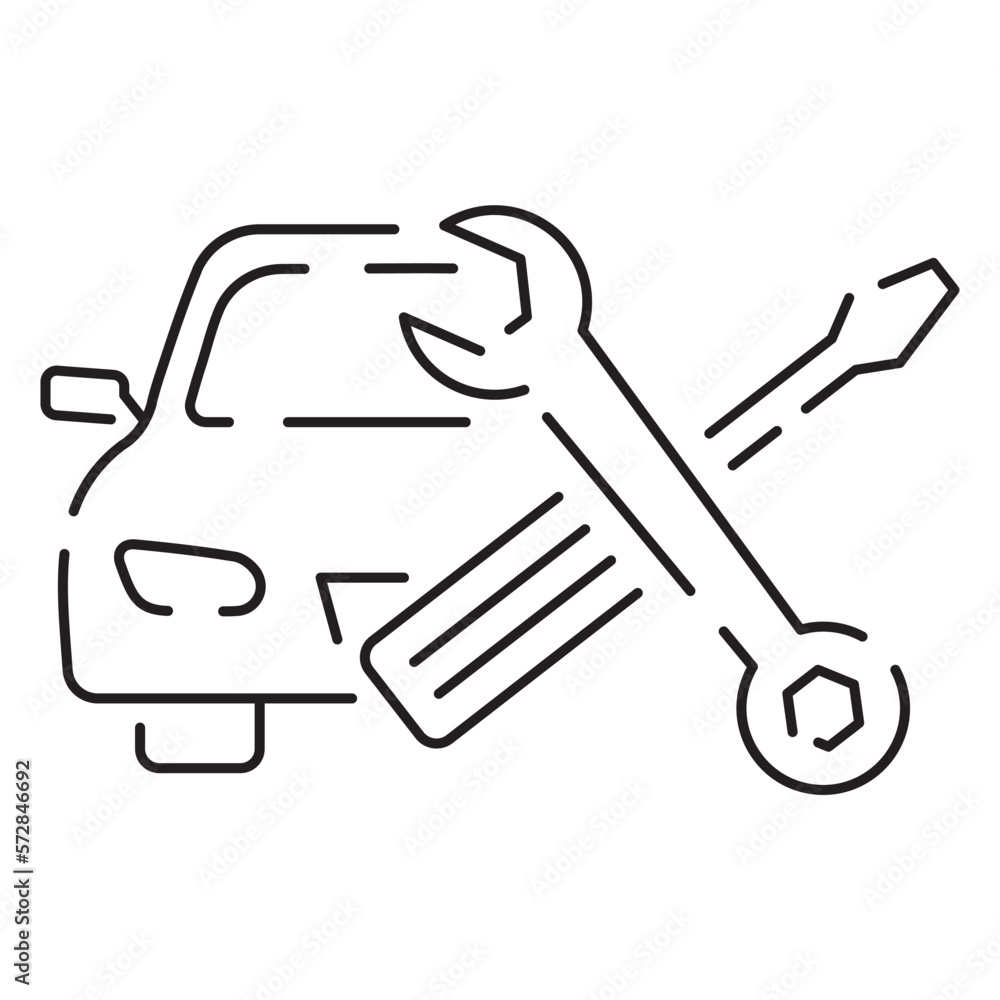 Car service thin line icon, Auto Repair Shop automotive symbol repair garage and Service Graphic Symbol and sign vector illustration Car service thin line icon, Auto Repair Shop automotive symbol repair garage and Service Graphic Symbol and sign vector illustration