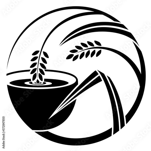 家紋風デザイン / 甘酒と稲穂