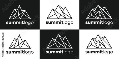 set logo design summit abstract line icon illustration
