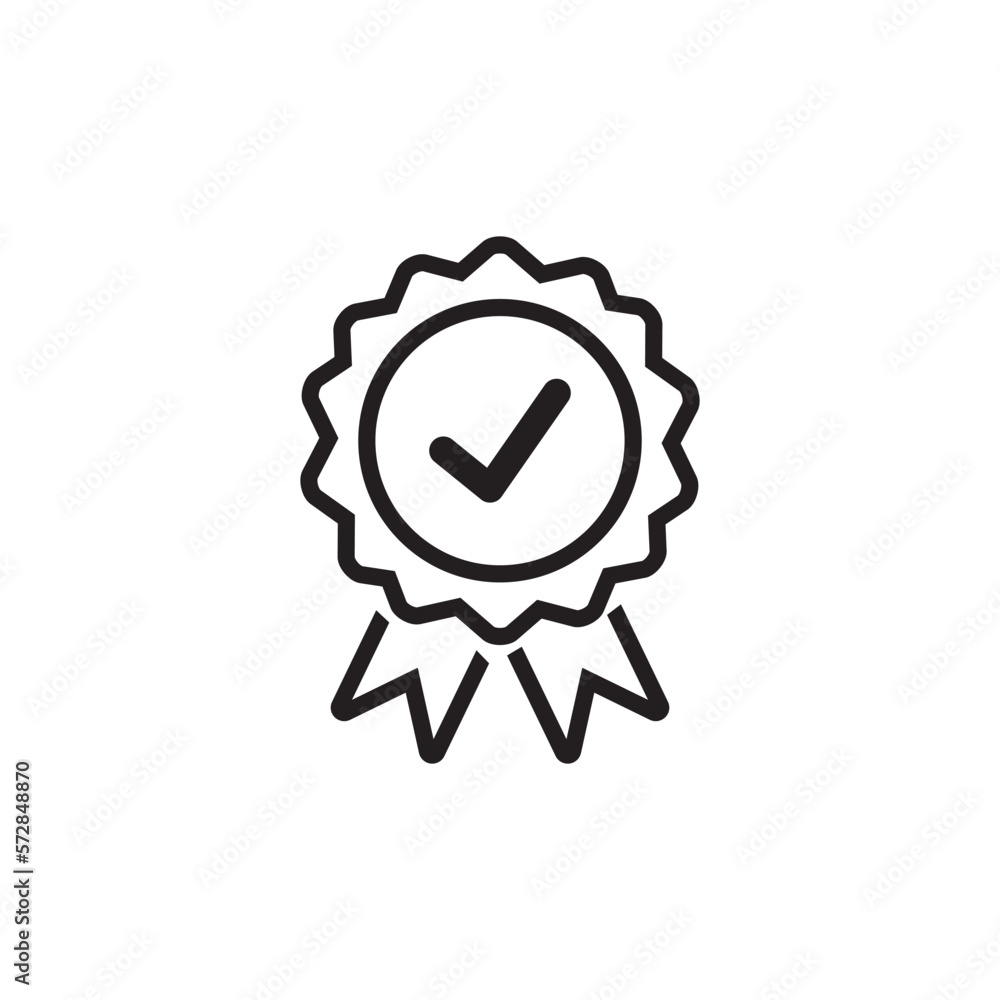 Approved or certified medal icon. Certified badge. Approval check symbol 