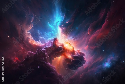 Cosmic nebula background. AI technology generated image