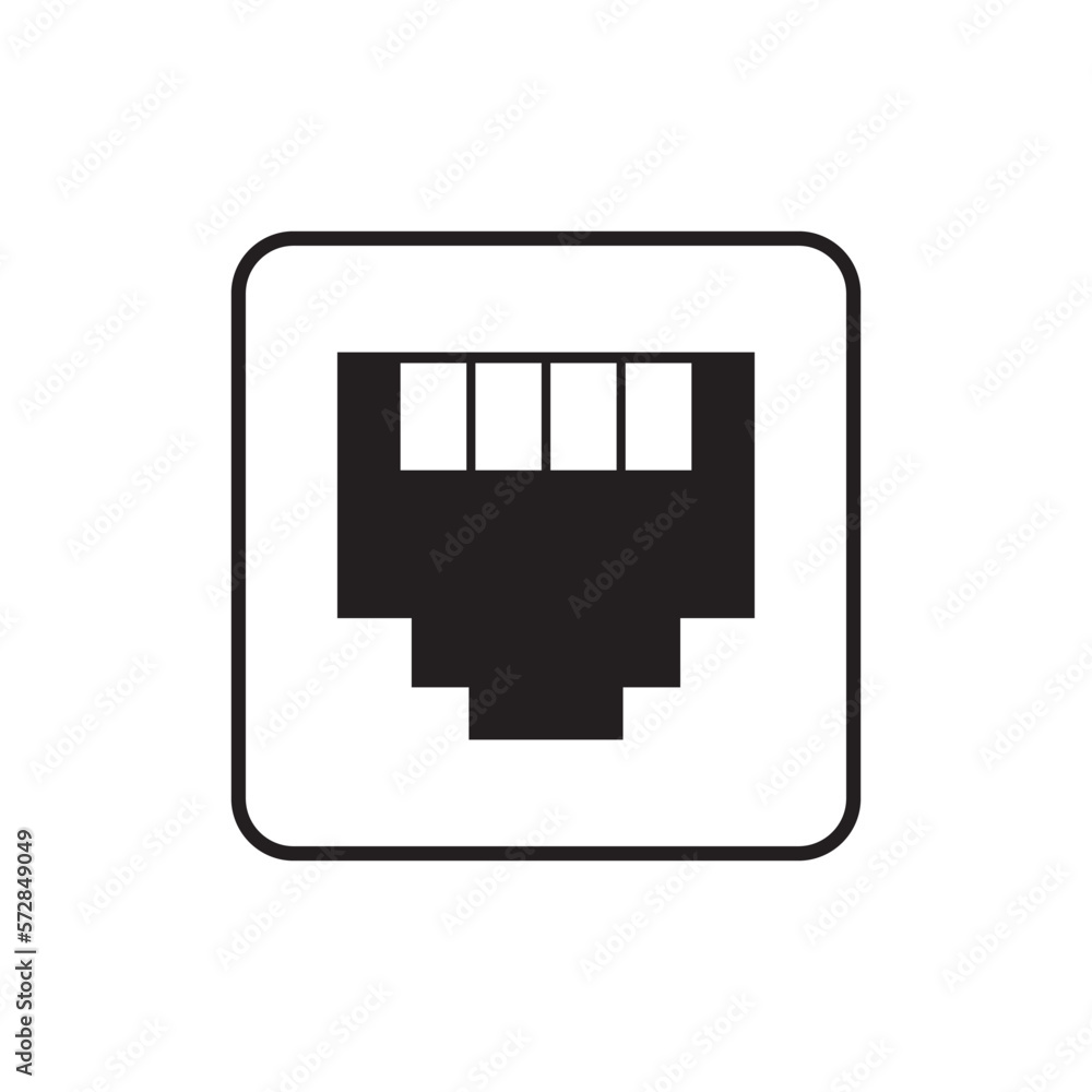Ethernet Port Icon, Lan Network Port, Communication Port Vector Ethernet Port Icon, Lan Network Port, Communication Port Vector