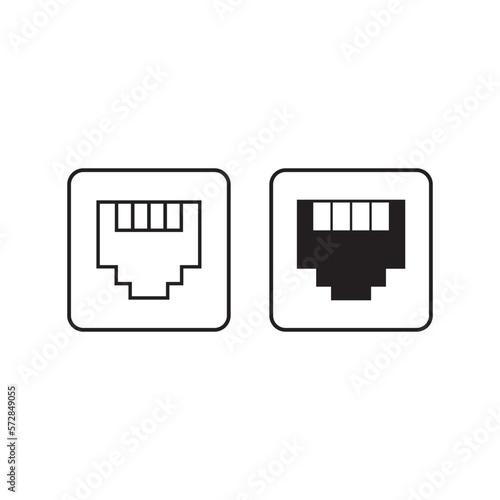 Ethernet Port Icon, Lan Network Port, Communication Port Vector
