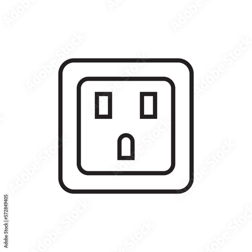 Electric Socket Icon, 3 Pin Electric Power Outlet Socket For Plug Icon Vector