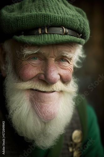 Beautiful Saint Patrick's Day Parade Celebrating Diversity Equity and Inclusion: Irish Elderly Man in Festive Green Attire Celebration of Irish Culture and Happiness (generative AI)