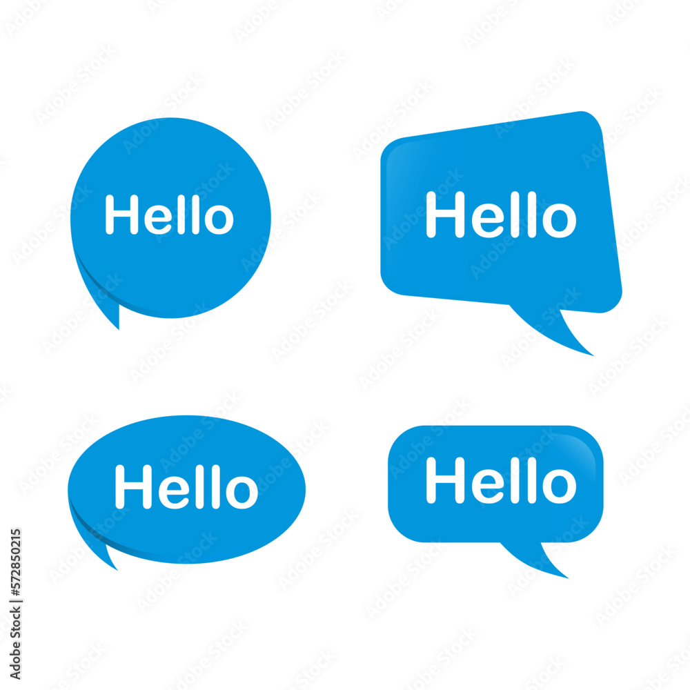 Hello Bubble, Red Speech Message. Hello Speech Message Text Hello in Flat Vector Hello Bubble, Red Speech Message. Hello Speech Message Text Hello in Flat Vector