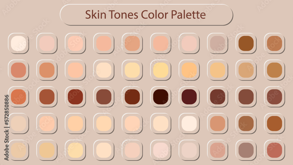 Skin Tones Color Palette Catalog Sample With Complete Range Of Light ...