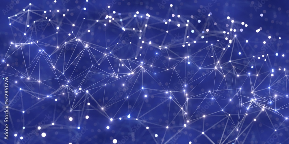 Fototapeta premium Technology background with glowing grid and dots