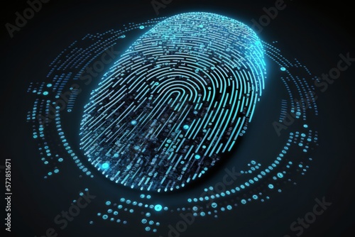 Wallpaper Mural Fingerprint Of Convex Shape Glows In Gray Blue Colors. AI Generated. Torontodigital.ca