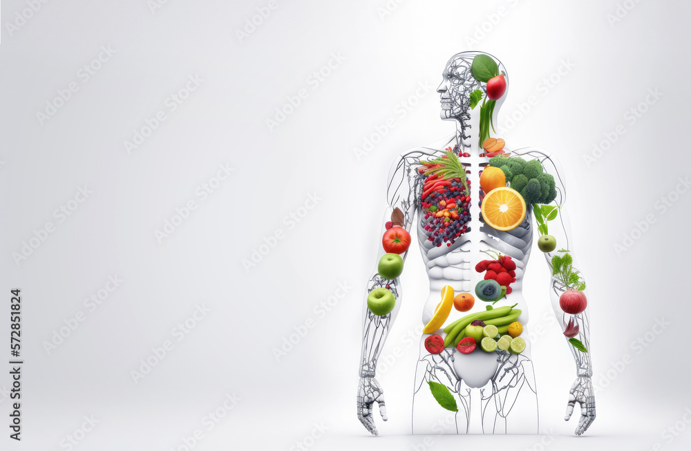 Illustrazione Stock Fresh food in human body , Nutrition for human ,  Generative Ai | Adobe Stock