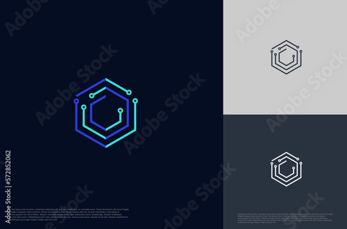 Abstract connecting hexagonal global technology logo designs template, symbol template
