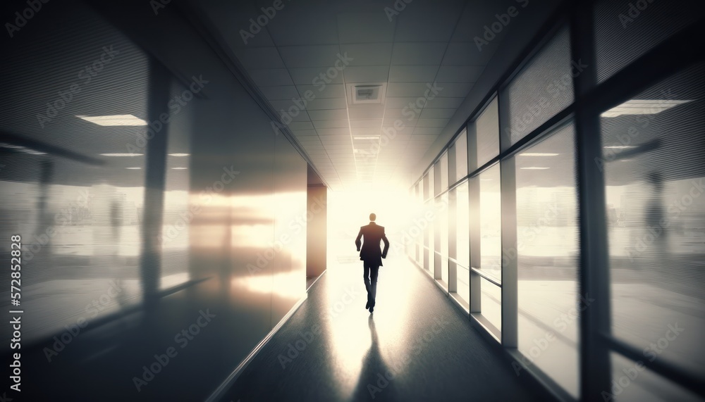 Crowd of people walking in the street, fast moving with blur, generative ai Crowd of people walking in the street, fast moving with blur, generative ai