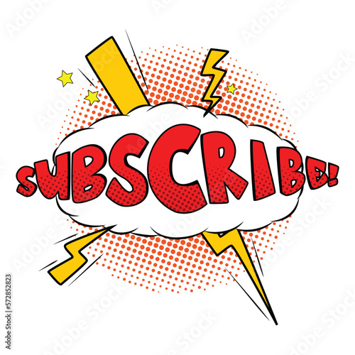 Pop art subscribe text with neon colors