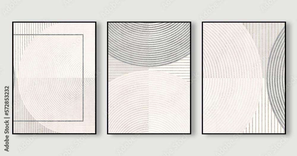 Set of three abstract creative minimalist geometric art for wall decor ...
