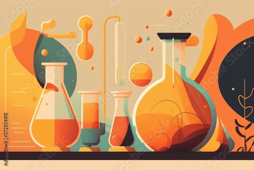 Modern scientific tech illustration. Laboratory technology research website graphic. Conceptual art design.