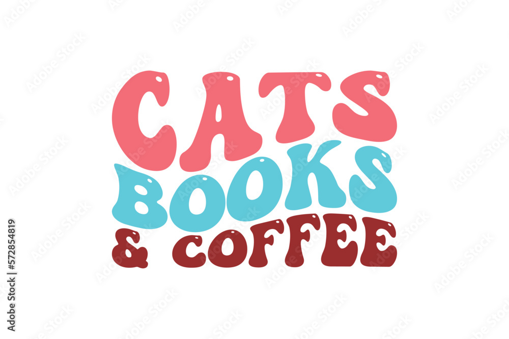 cats books & coffee Retro SVG