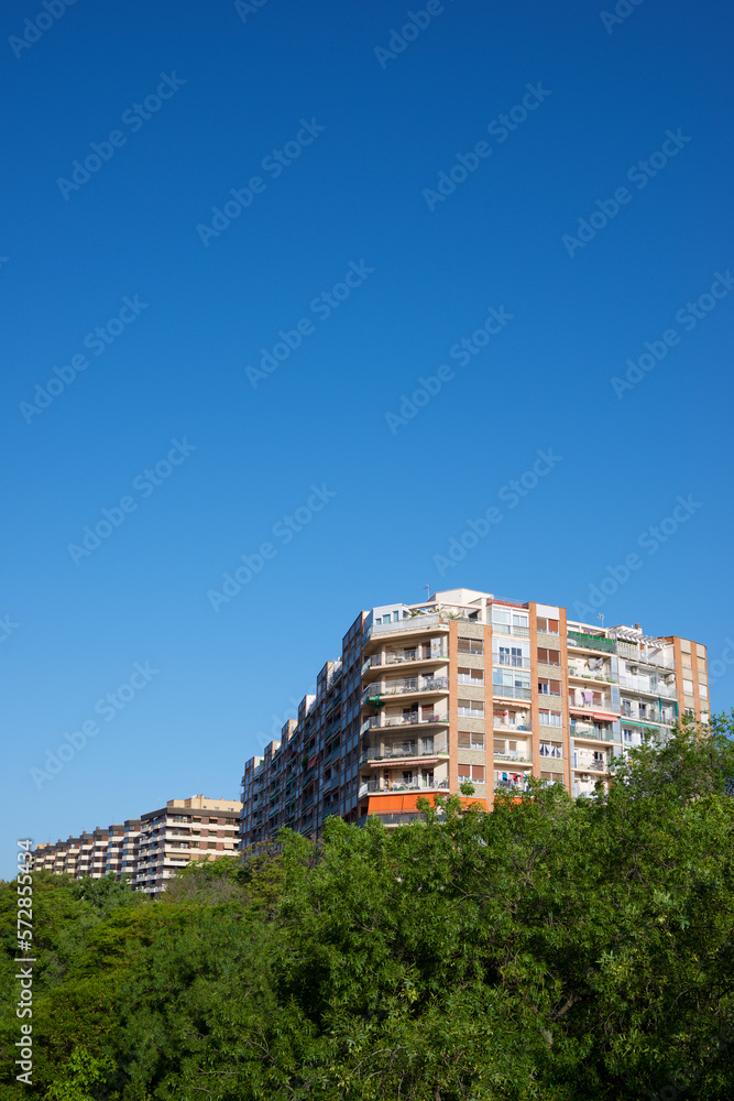 Residential buildings in Zaragoza city, Aragon in Spain.