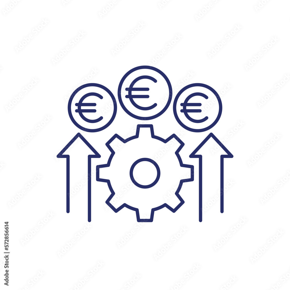 cost effective, financial efficiency line icon with euro cost effective, financial efficiency line icon with euro