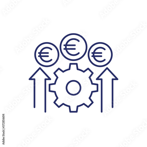 cost effective, financial efficiency line icon with euro