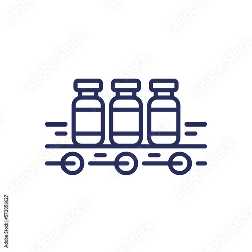 Vaccine production line icon on white